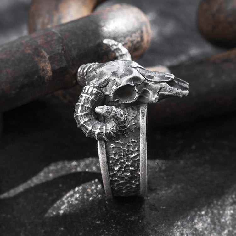 Wholesale Ram Horn Skull Metal Ring